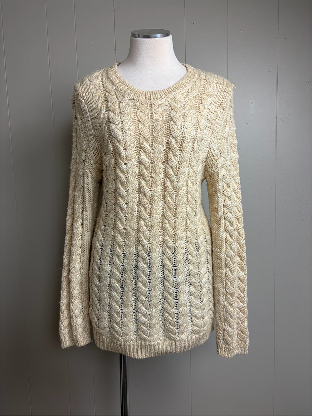 W118 Walter Baker Cable Knit Wool Alpaca Sweater L